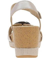 Dansko Stella Pearlized Leather Buckle Hardware Wedge Sandals