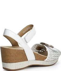 Dansko Stella Woven Leather Buckle Hardware Wedge Sandals