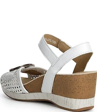 Dansko Stella Woven Leather Buckle Hardware Wedge Sandals