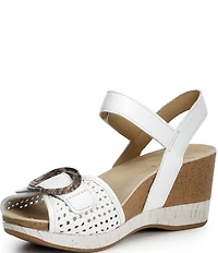 Dansko Stella Woven Leather Buckle Hardware Wedge Sandals