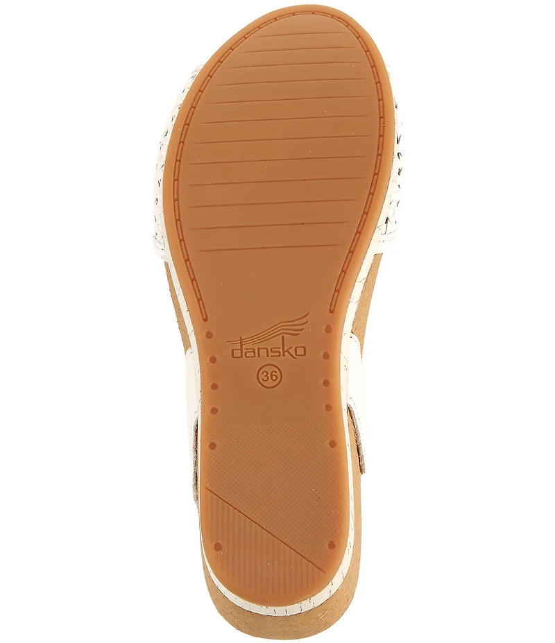 Dansko Stella Woven Leather Buckle Hardware Wedge Sandals