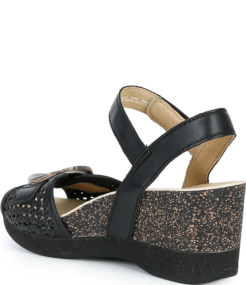 Dansko Stella Woven Leather Buckle Hardware Wedge Sandals