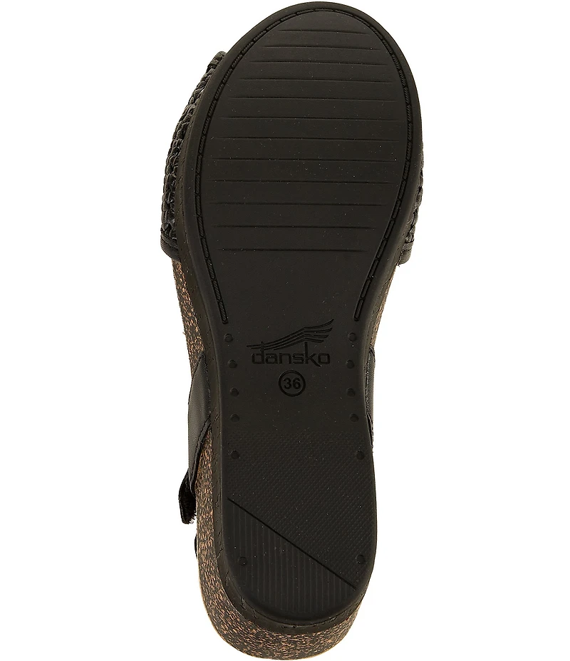 Dansko Stella Woven Leather Buckle Hardware Wedge Sandals