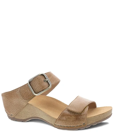 Dansko Tanya Burnished Leather Buckle Wedge Sandals