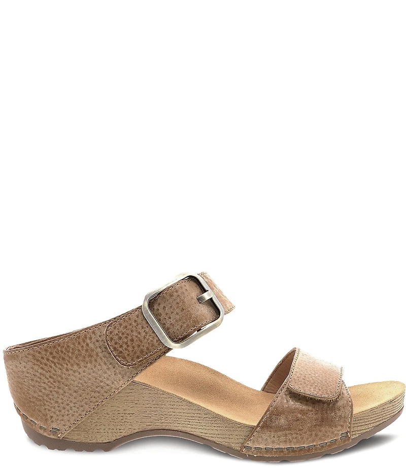 Dansko Tanya Burnished Leather Buckle Wedge Sandals
