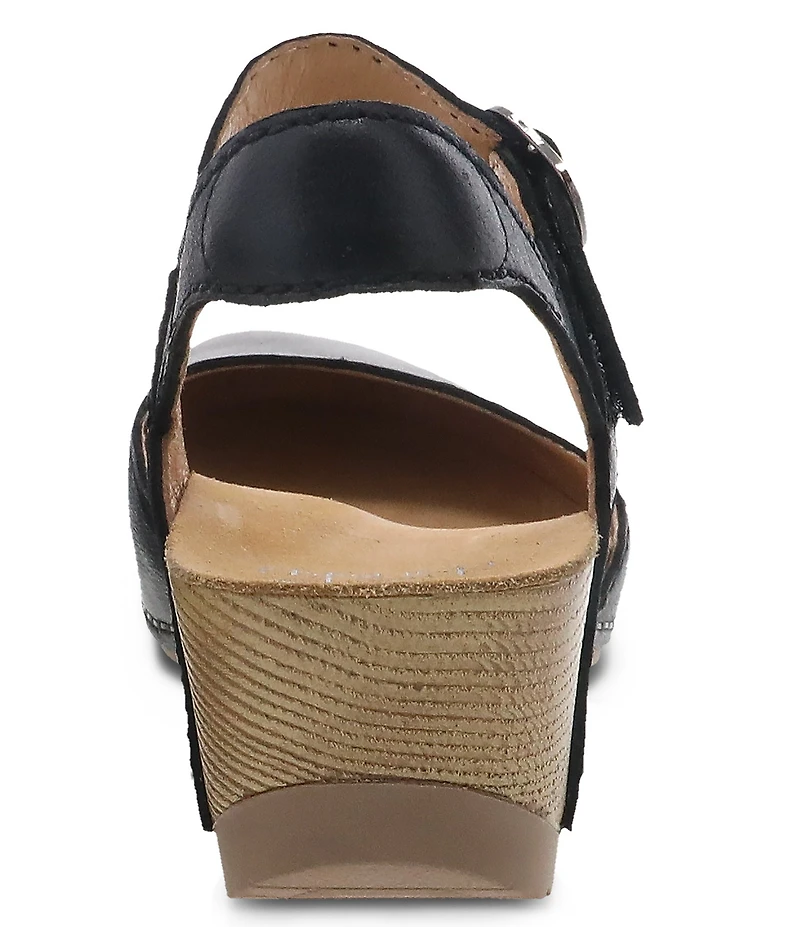 Dansko Tiffani Burnished Leather Ankle Strap Clog Pumps