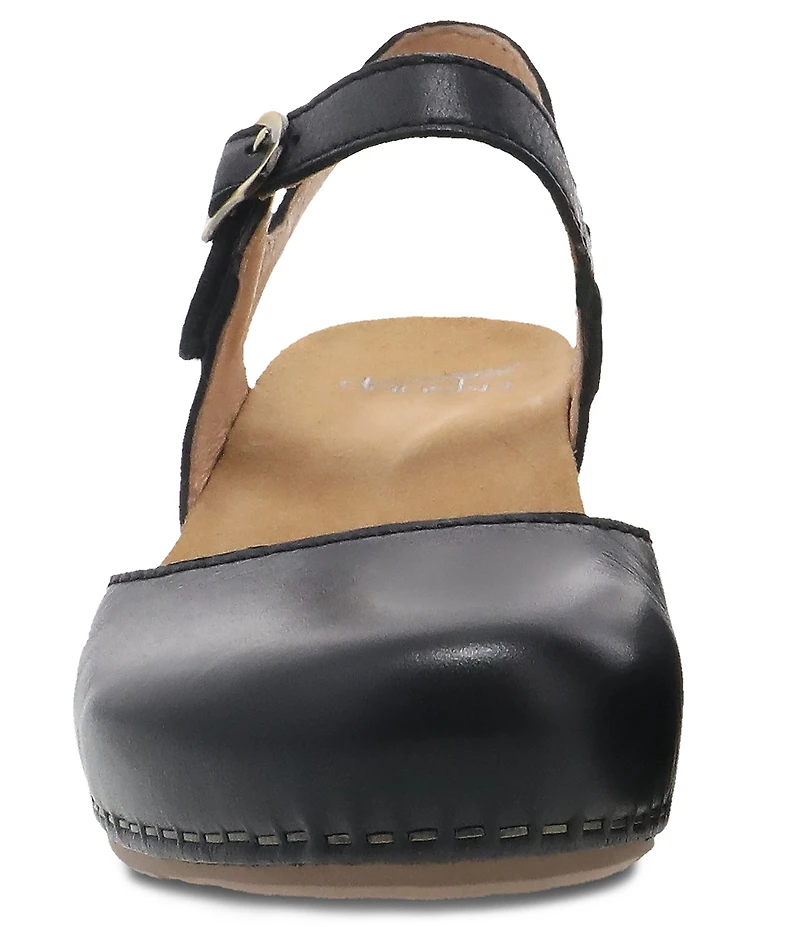 Dansko Tiffani Burnished Leather Ankle Strap Clog Pumps