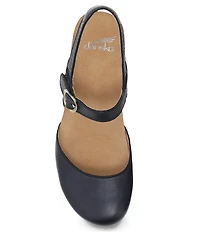 Dansko Tiffani Burnished Leather Ankle Strap Clog Pumps