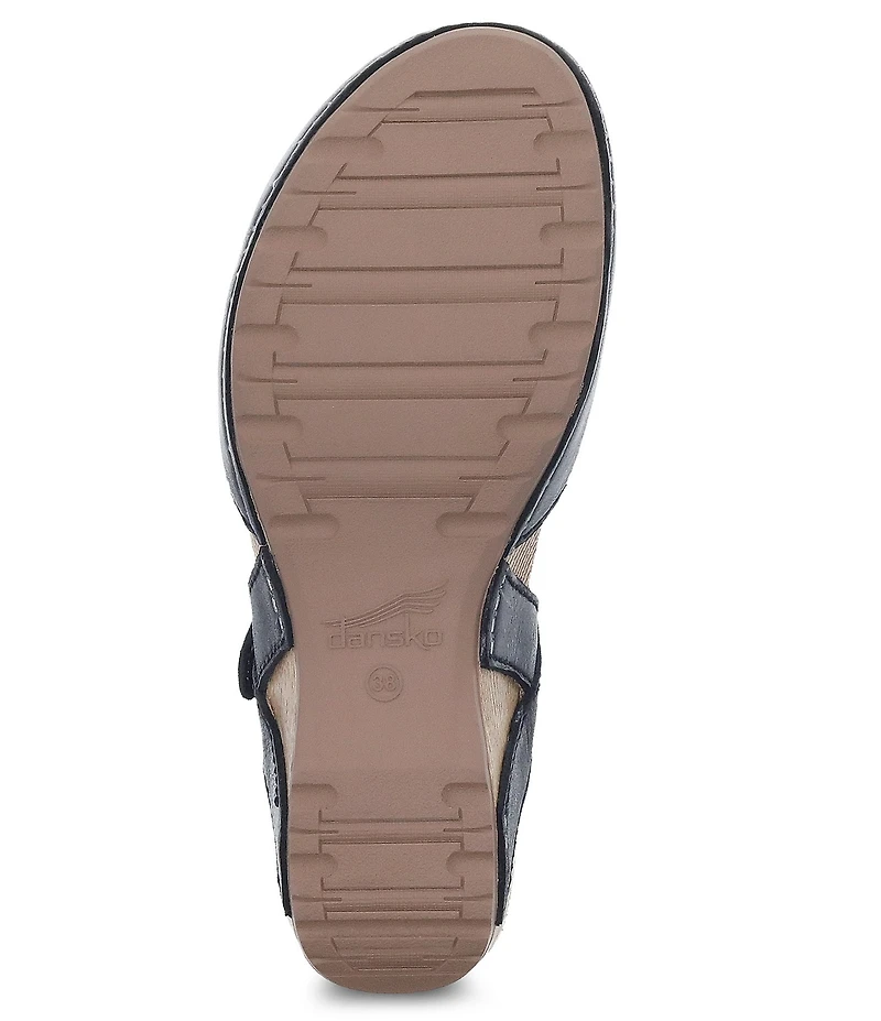 Dansko Tiffani Burnished Leather Ankle Strap Clog Pumps