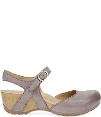 Dansko Tiffani Burnished Leather Ankle Strap Clog Pumps