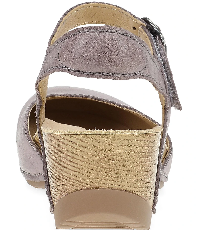 Dansko Tiffani Burnished Leather Ankle Strap Clog Pumps