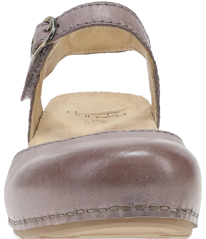 Dansko Tiffani Burnished Leather Ankle Strap Clog Pumps