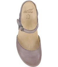 Dansko Tiffani Burnished Leather Ankle Strap Clog Pumps