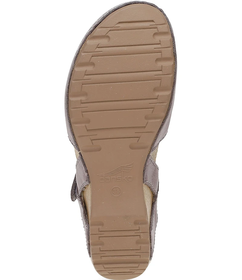 Dansko Tiffani Burnished Leather Ankle Strap Clog Pumps