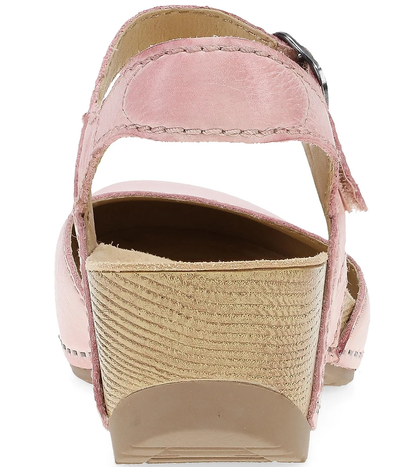 Dansko Tiffani Burnished Leather Ankle Strap Clog Pumps