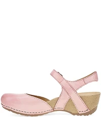 Dansko Tiffani Burnished Leather Ankle Strap Clog Pumps