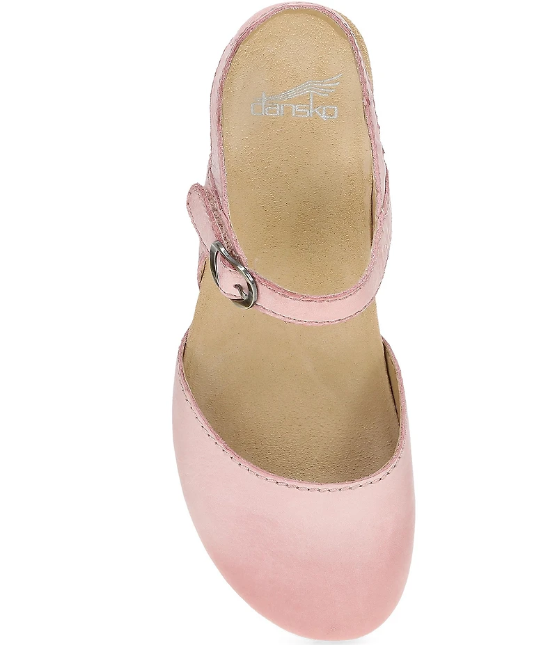 Dansko Tiffani Burnished Leather Ankle Strap Clog Pumps