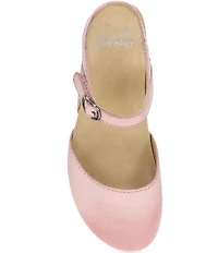 Dansko Tiffani Burnished Leather Ankle Strap Clog Pumps
