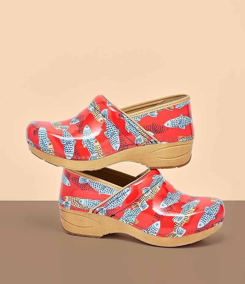 Dansko XP 2.0 Sardines Print Patent Leather Clogs