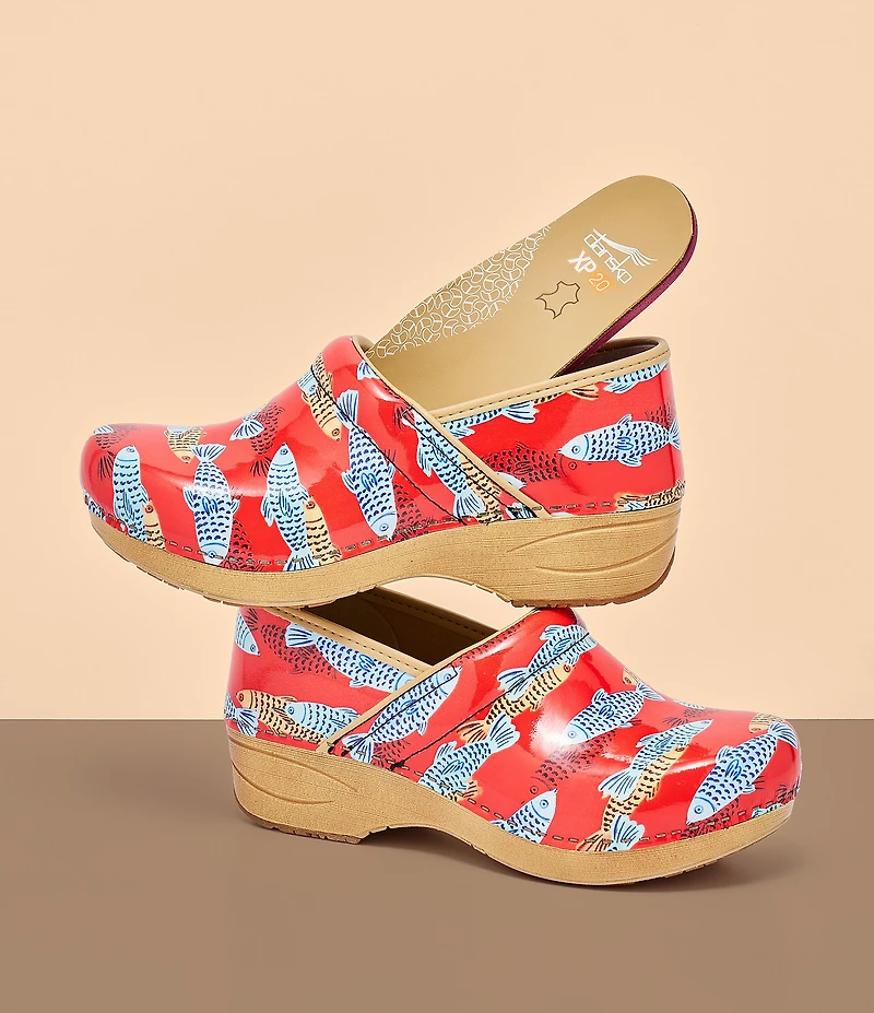 Dansko XP 2.0 Sardines Print Patent Leather Clogs