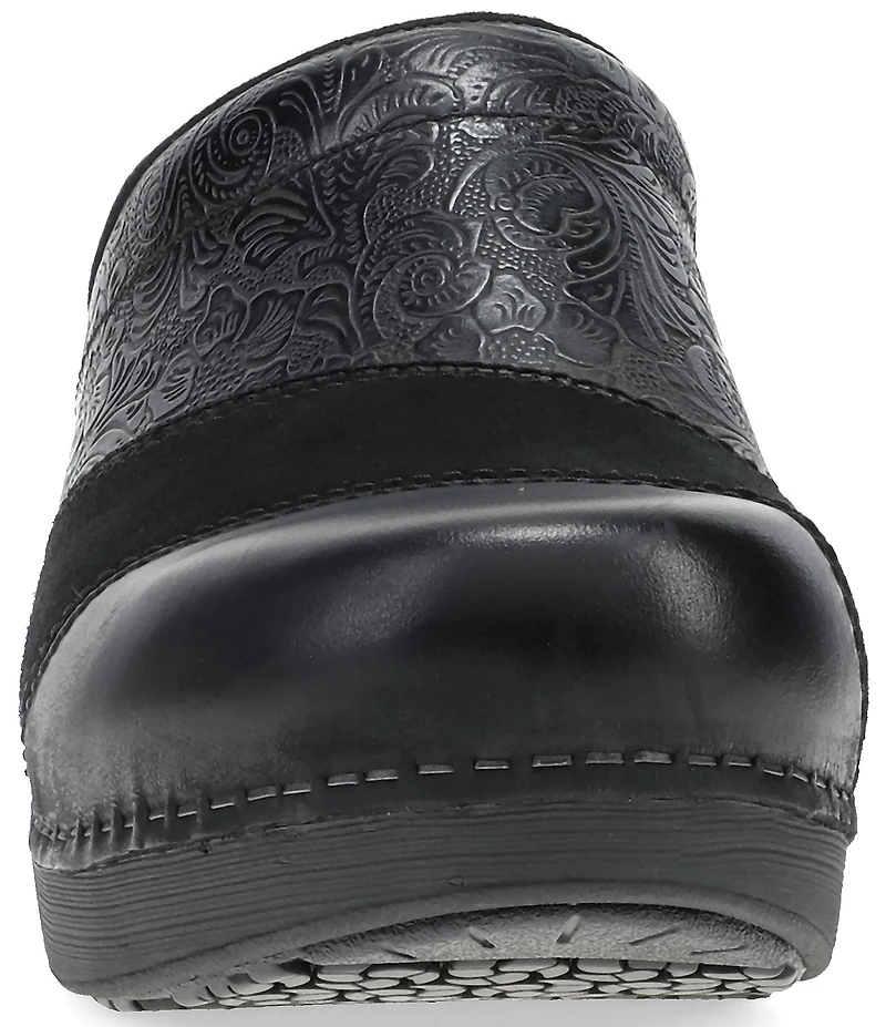 Dansko Zinnia Embossed Leather Suede Patchwork Clogs