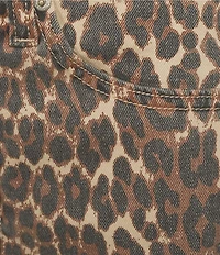Daze Barrell Leg Mid Rise Leopard Print Denim Jeans