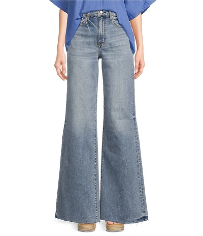 Daze Far Out High Rise Unfinished Wide Leg Jeans