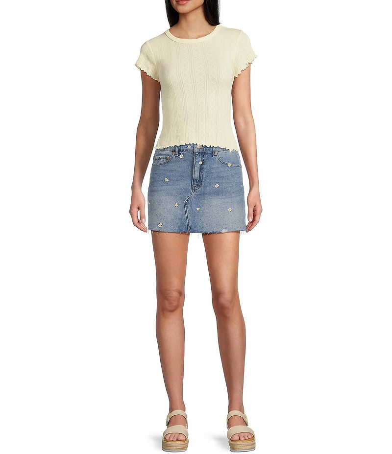 Daze Malibu Micro Mini Daisy Print Skirt