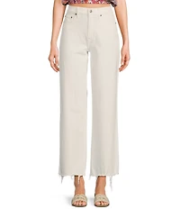Daze Pleaser High Rise Wide Ankle Length Frayed Jeans