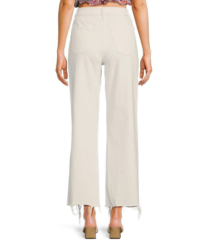 Daze Pleaser High Rise Wide Ankle Length Frayed Jeans