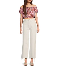 Daze Pleaser High Rise Wide Ankle Length Frayed Jeans