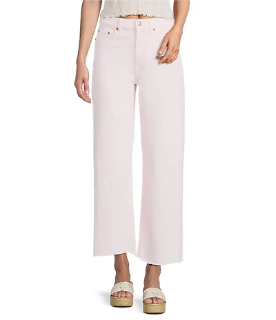 Daze Pleaser High Rise Wide Ankle Length Frayed Jeans