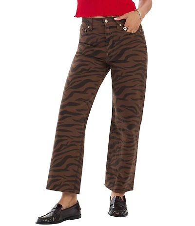 Daze Pleaser High Rise Zebra Print Jeans