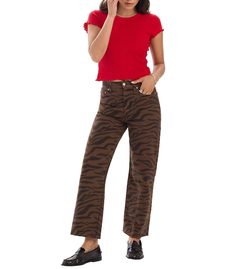 Daze Pleaser High Rise Zebra Print Jeans