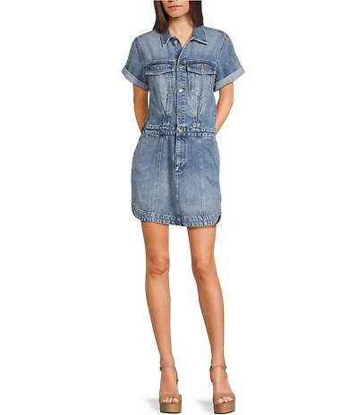 Daze Short Sleeve Button Front Topanga Mini Dress
