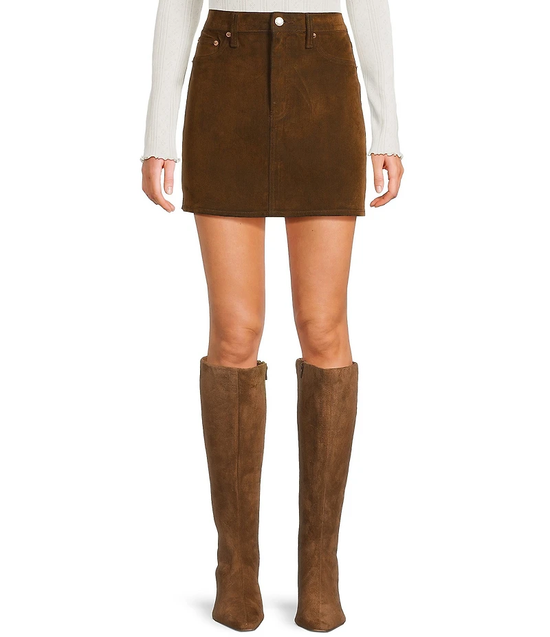 Daze Stash Crushed Cognac A-Line Mini Skirt