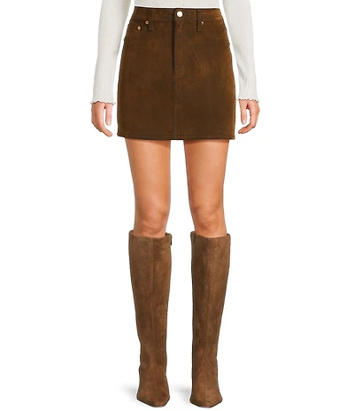 Daze Stash Crushed Cognac A-Line Mini Skirt