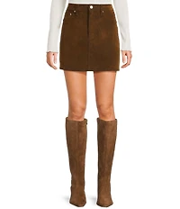 Daze Stash Crushed Cognac A-Line Mini Skirt