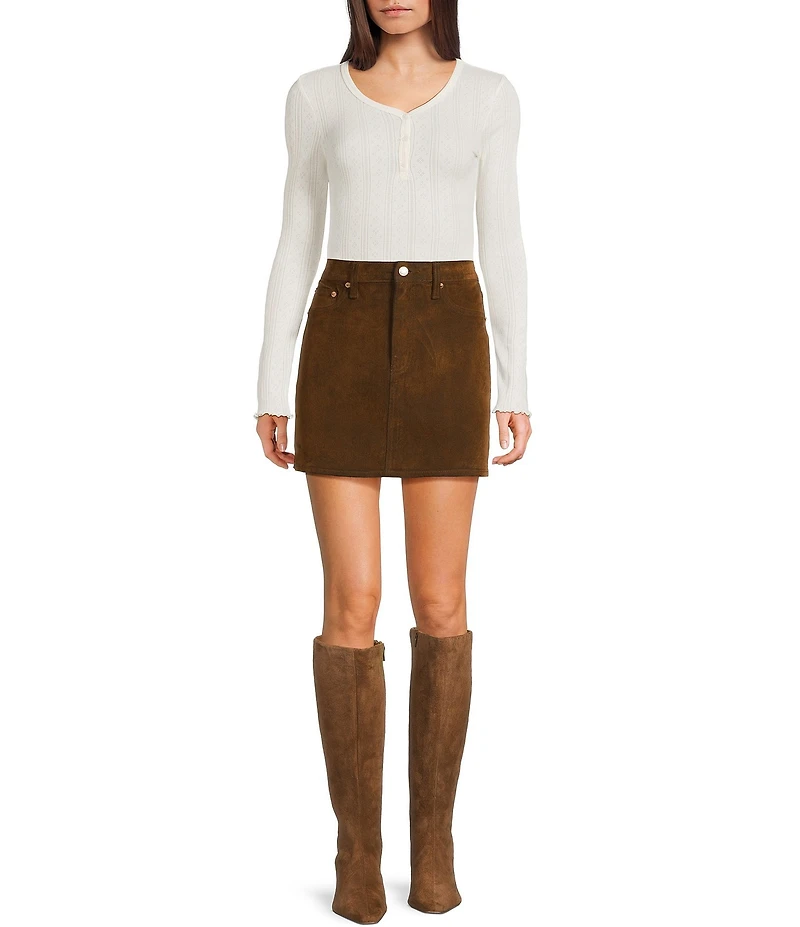 Daze Stash Crushed Cognac A-Line Mini Skirt