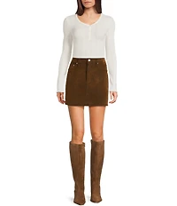 Daze Stash Crushed Cognac A-Line Mini Skirt