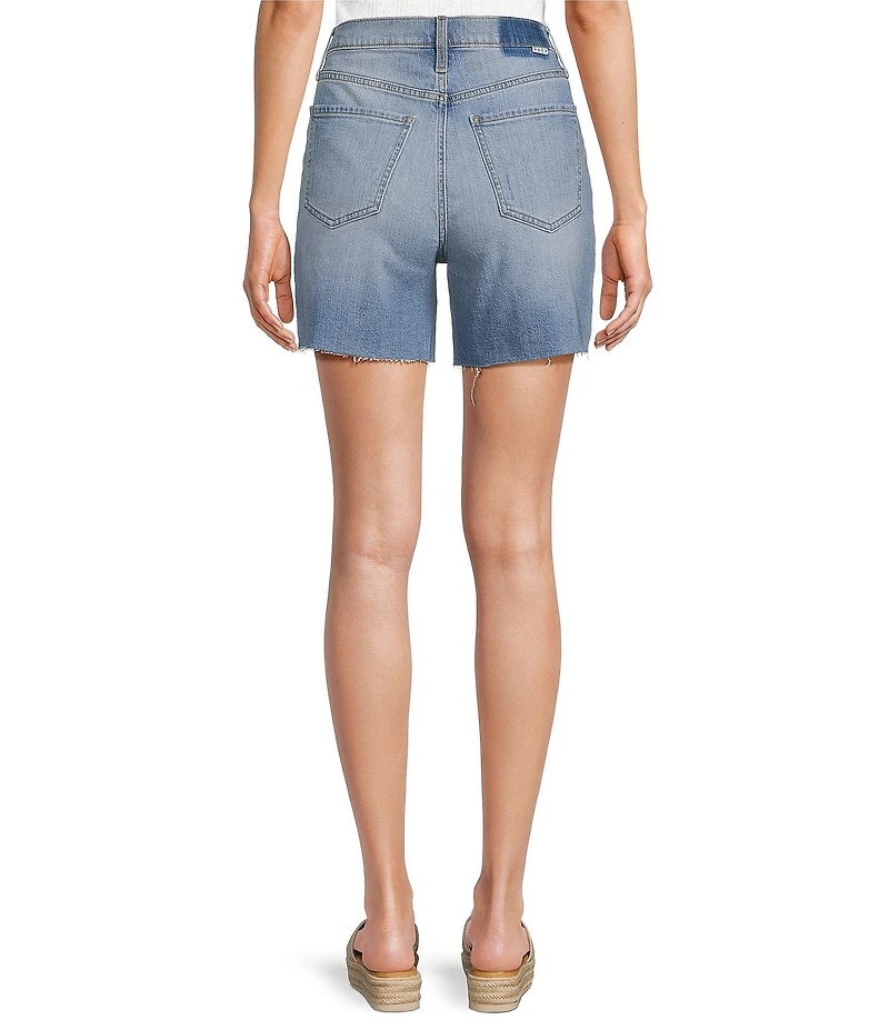 Daze Sundaze Marina Distressed Denim High Rise Long Shorts