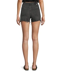 Daze The Knockout Distressed Frayed Hem High Rise Denim Shorts