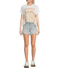 Daze Troublemaker Distressed High Rise Shorts