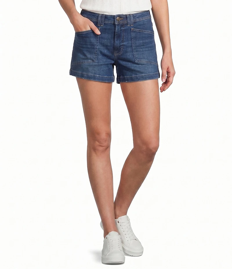Daze Valley Girl Denim High Rise Patch Pocket Shorts