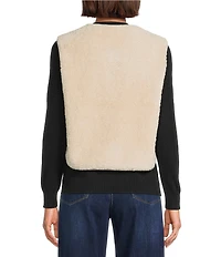 Dear John Adelaide Embroidered Round Neck Sleeveless Sherpa Vest