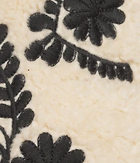 Dear John Adelaide Embroidered Round Neck Sleeveless Sherpa Vest