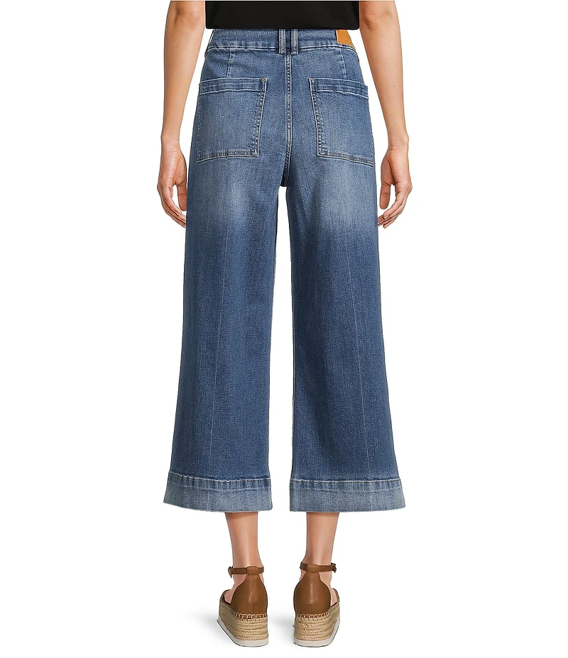 Dear John Audrey High Rise Wide Leg Tonal Wide Hem Cropped Jeans