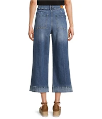Dear John Audrey High Rise Wide Leg Tonal Wide Hem Cropped Jeans