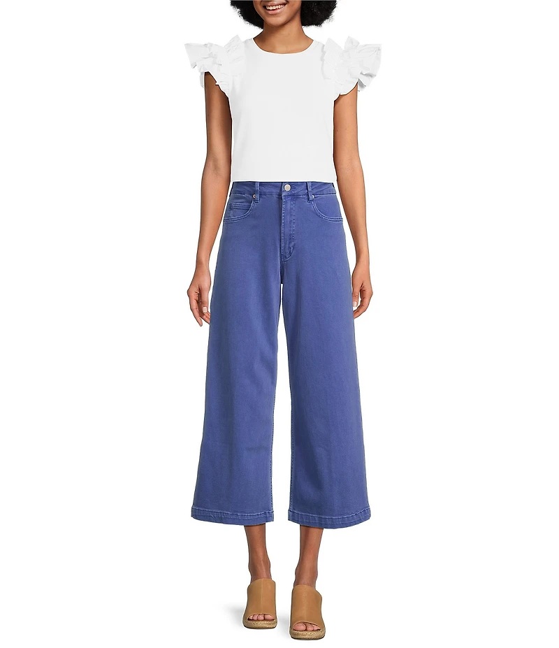 Dear John Audrey Stretch Denim High Rise Cropped Wide Leg Jeans