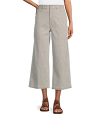 Dear John Audrey Striped Stretch Twill High Rise Wide Leg Cropped Jeans
